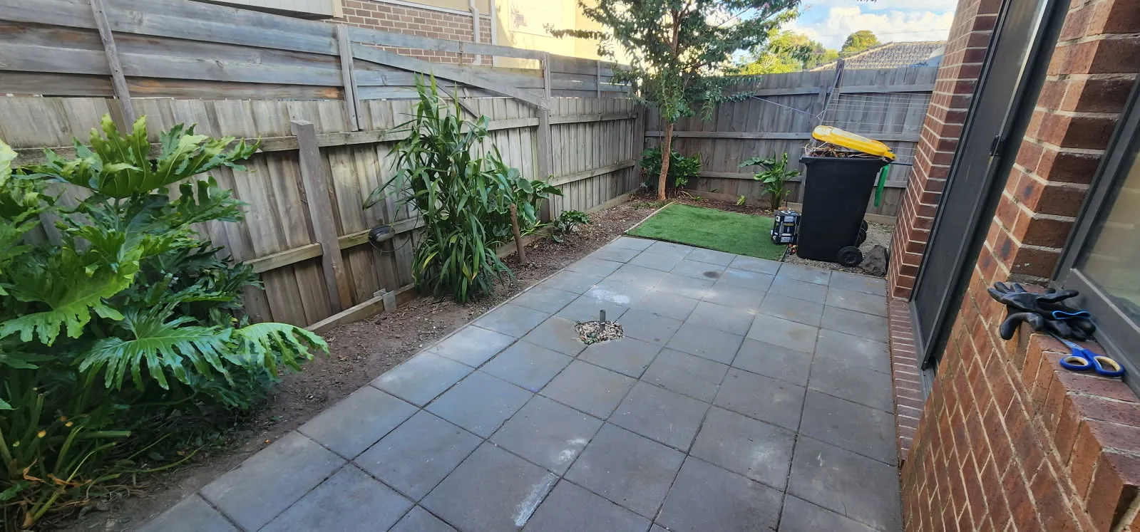 Outdoor paving and landscaping project